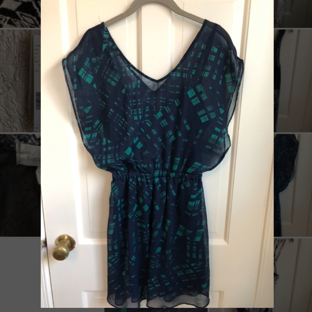 Express Chiffon Overlay Lines Dress